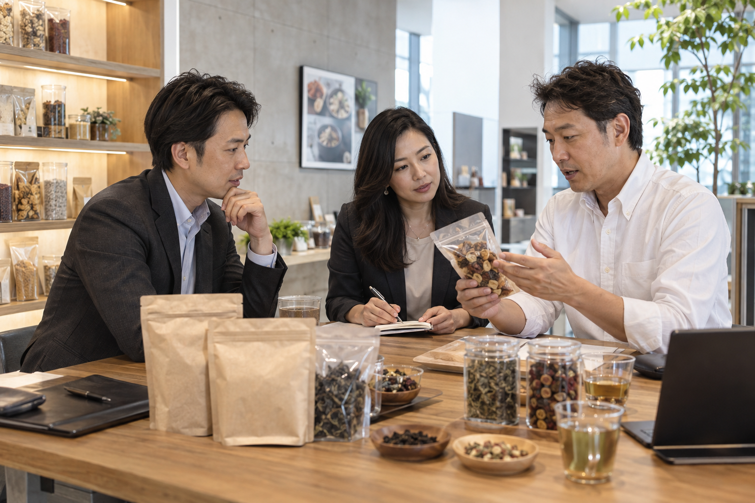 日本の商品について商談する場面のイメージ